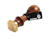 Sceau à vis carré (lettre enluminée) avec manche en bois vernis