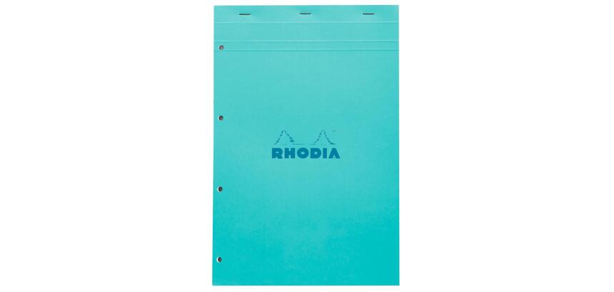 Rhodia gehefteter Block, COULEURS N°20 A4+/21x31,8 cm, 4-fach gelocht, 80 Blatt kariert 80g, mikroperforiert - Azurblau