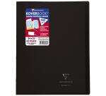 Cahier piqué Koverbook 24x32 cm 96 pages petits carreaux + marge couverture polypropylène transparent - Gris