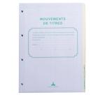 Recharge numérotée/perforée 58 feuillets unis blanc, épaisseur du papier 90g, avec gardes titrées pour classeurs Mouvements de titres, liste des actionnaires - Format A4 - Autre