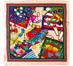 Carré 100% soie - 90x90cm La plage - Blanc