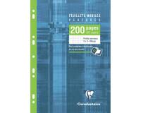 Feuillets mobiles sous étui A4 200 pages perforées petits carreaux + marge