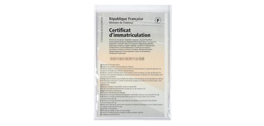 Etui de protection pour papiers voiture PVC lisse 20/100e - Cristal