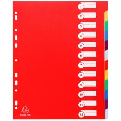 Dividers PP A4+ 0.3mm 12 Part - Assorted colours