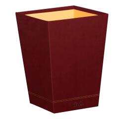 Rhodiarama corbeille à papier simili cuir italien 27x27x32 cm - Lie de vin