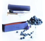 Rhodiarama trousse plumier simili cuir italien 23x5x5 cm - Bleu nuit