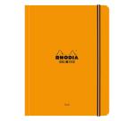 Rhodia Unlimited A5+ 16x21 cm 120 pages petits carreaux 5x5 avec cadre en-tête détachables microperforé avec élastique - Orange