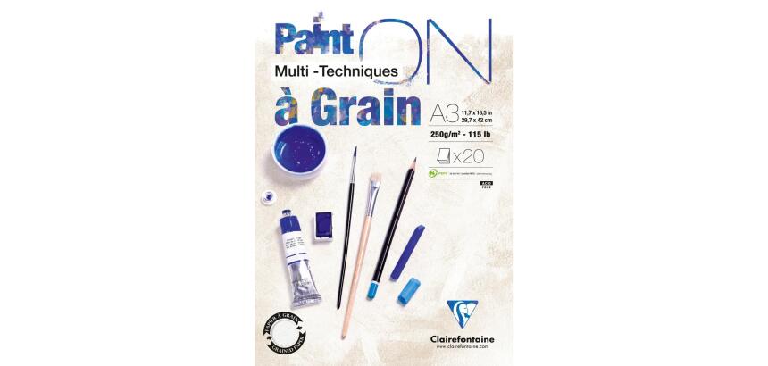 Paint'ON à grain bloc collé 20F A3 250g