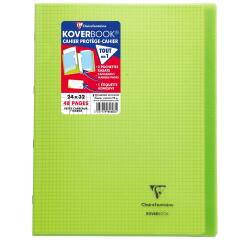 Koverbook, Heft 24x32 cm, 24 Blatt 90g, kariert 5/5 mit Rand, Einband aus transparentem Polypropylen - Grün