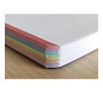 Cahier à spirale Mimesys NEON A4+ 240 pages détachables perforées 4 trous petits carreaux et cadre en-tête 5 couleurs de bandes couverture polypropylène - Assortis