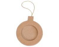Cadre boule ronde de Noël à suspendre 9,5cm - Kraft