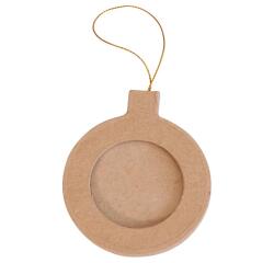Cadre boule ronde de Noël à suspendre 9,5cm - Kraft
