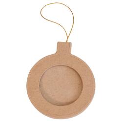 Cadre boule ronde de Noël à suspendre 9,5cm - Kraft
