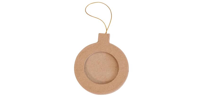 Cadre boule ronde de Noël à suspendre 9,5cm - Kraft