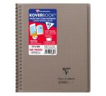 Cahier reliure intégrale enveloppante Koverbook 17x22cm 160 pages petits carreaux couverture polypropylène transparent - Assortis