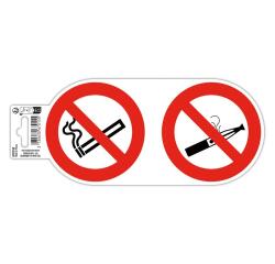 Panneau PVC adhésif antidérapant Interdit de vapoter et de fumer 10 cm - Rouge