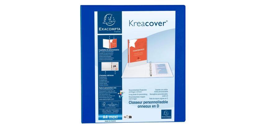 Classeur PP personnalisable Kreacover - 2 anneaux en D 40mm - A4 maxi