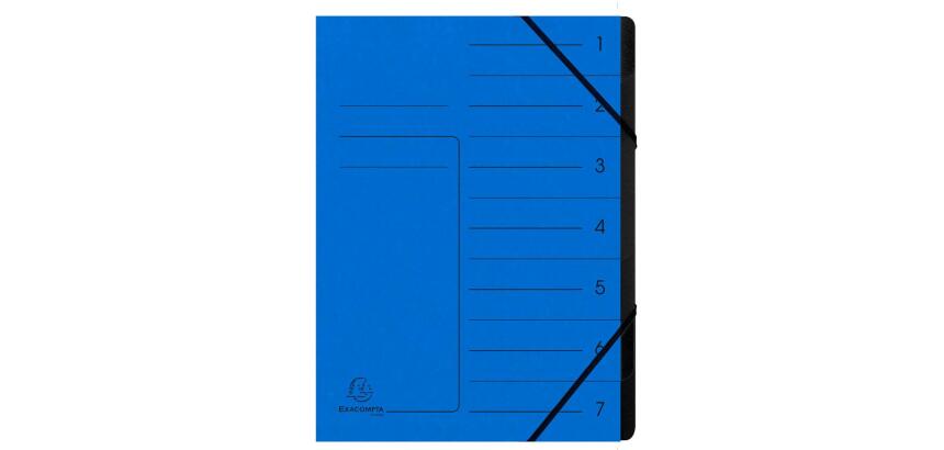 Stapled Multipart file with black elastic, 7 compartments, A4