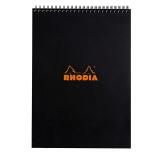 Bloc reliure intégrale Rhodia Classic 21x29,7 cm 80 feuillets ligné microperforé 80g - Noir