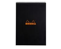 Bloc reliure intégrale Rhodia Classic 21x29,7 cm 80 feuillets ligné microperforé 80g - Noir