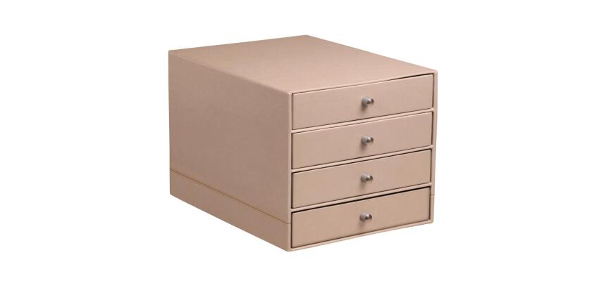 Rhodiarama trieur 4 tiroirs simili cuir italien 24,8x32,7x22,8 cm - Touche de rose