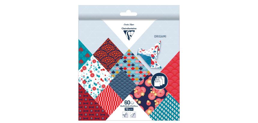 ORIGAMI, Pochette de 60 feuilles 70g/m² 3 formats - Hanayo - Multicolore