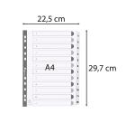 Intercalaires imprimés à touches plastifiées - 12 touches 1 à 12 - A4 - Blanc