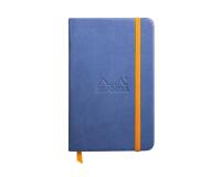 Rhodiarama carnet rembordé rigide 9x14 cm 192 pages ligné papier ivoire 90g fermeture élastique - Saphir