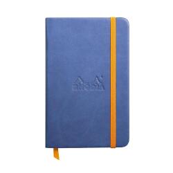 Rhodiarama carnet rembordé rigide 9x14 cm 192 pages ligné papier ivoire 90g fermeture élastique - Saphir