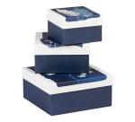 Cyanotype, Set de 3 boîtes gigognes carrées 25x25x12 cm, 20x20x11cm, et 16x16x10 cm