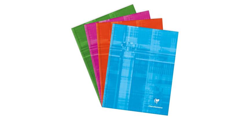 Cahier brochure rembordée rigide 17x22 cm 192 pages petits carreaux - Assortis