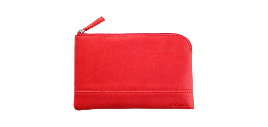 Rhodiarama pochette zippée en simili cuir - taille S (11x17 cm) - Corail