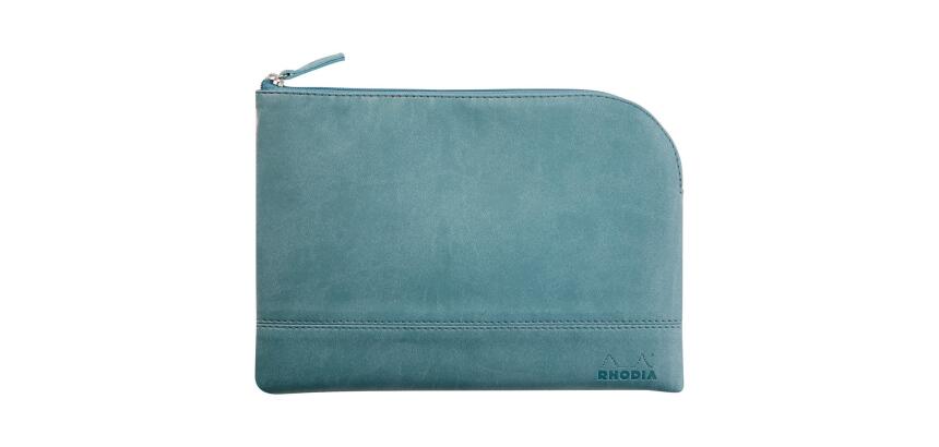 Rhodiarama pochette zippée en simili cuir - taille M (16x22 cm) - Eau
