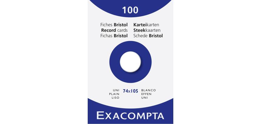 Étui de 100 fiches - bristol uni non perforé 74x105mm - Blanc