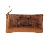 KLEO-PATHRA CUIR Trousse plate 22x11 cm Bronze
