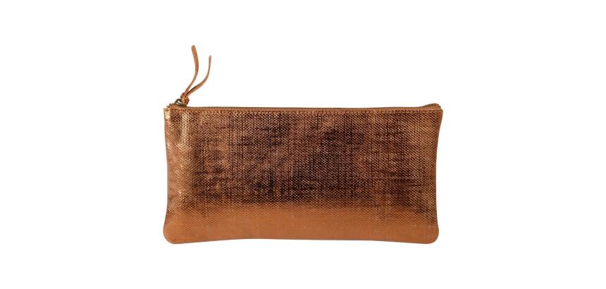KLEO-PATHRA CUIR Trousse plate 22x11 cm Bronze