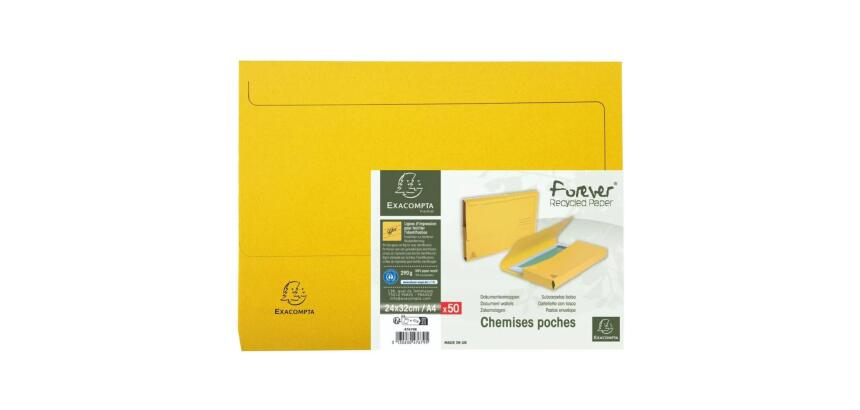 Paquet de 50 chemises poche coloris vifs Forever® - 24,5x32,5cm