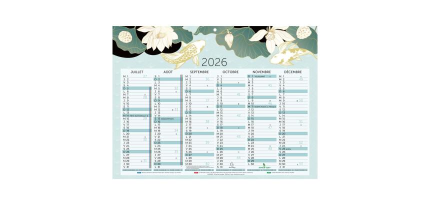 Calendrier Japon 29,5 x 22 cm Semestriel 2026 - Multicolore