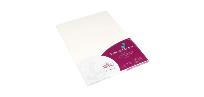 20 feuilles A4 Vélin pur coton 220g - Crème