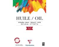 Papier Huile bloc collé 1 côté 10F A3 240g
