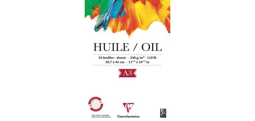 Papier Huile bloc collé 1 côté 10F A3 240g