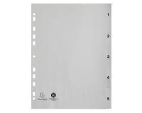 Intercalaires imprimés numériques PP gris recyclé - 5 positions - A4 - Gris
