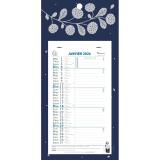 Calendrier mensuel avec feuillets détachables 15,5 x 28,5 cm sur carte illustrée Végétal 19 x 41 cm 2026 - Bleu