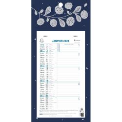 Calendrier mensuel avec feuillets détachables 15,5 x 28,5 cm sur carte illustrée Végétal 19 x 41 cm 2026 - Bleu