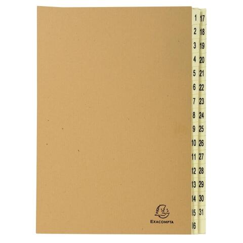 Clasificadores Ordonator ® lomo extensible pestañas impresas Tapa kraft reciclada - Tamaño: 25x33 cm para: A4 - Kraft marrón