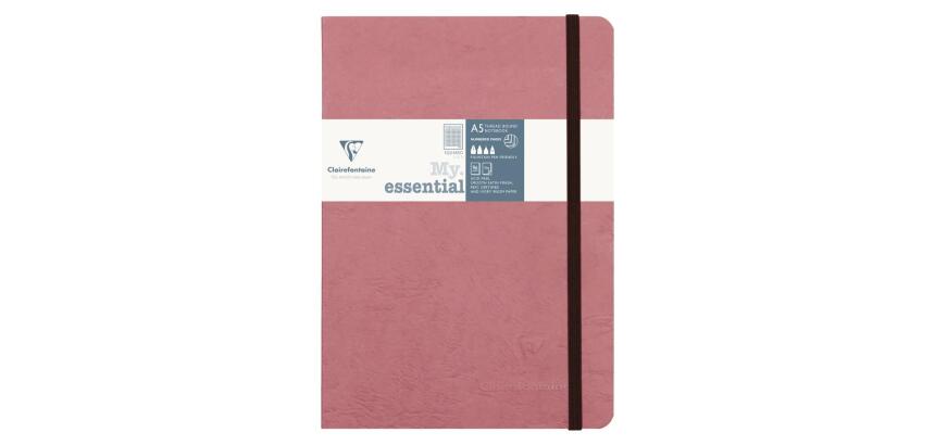 My.Essential Age Bag carnet brochure cousu dos carré à pages numérotées A5 192 pages petits carreaux papier ivoire 90 g - Rose antique