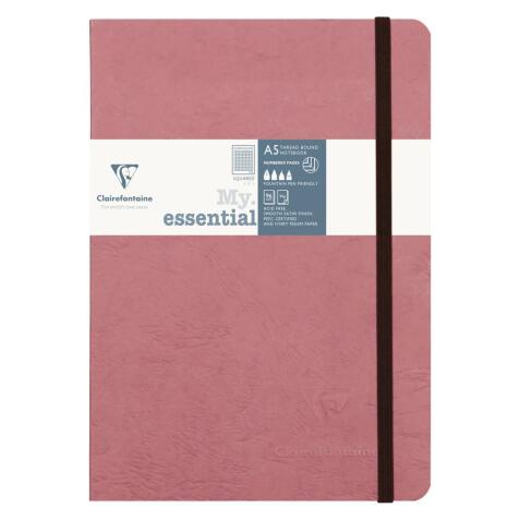 My.Essential Age Bag carnet brochure cousu dos carré à pages numérotées A5 192 pages petits carreaux papier ivoire 90 g - Rose antique