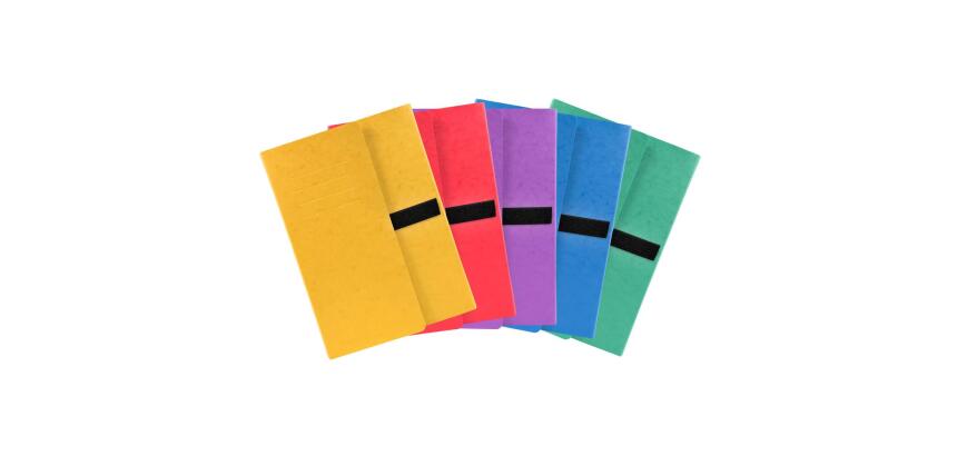 Chemise extensible 3 rabats carte lustrée sangle scratch - 24x32cm