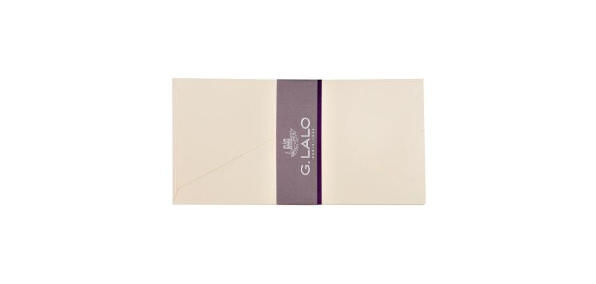 20 enveloppes DL(110x220mm) Vélin pur coton gommées - Crème