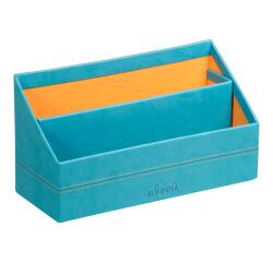 Rhodiarama porte-courrier simili cuir italien 25x10x14 cm - Turquoise